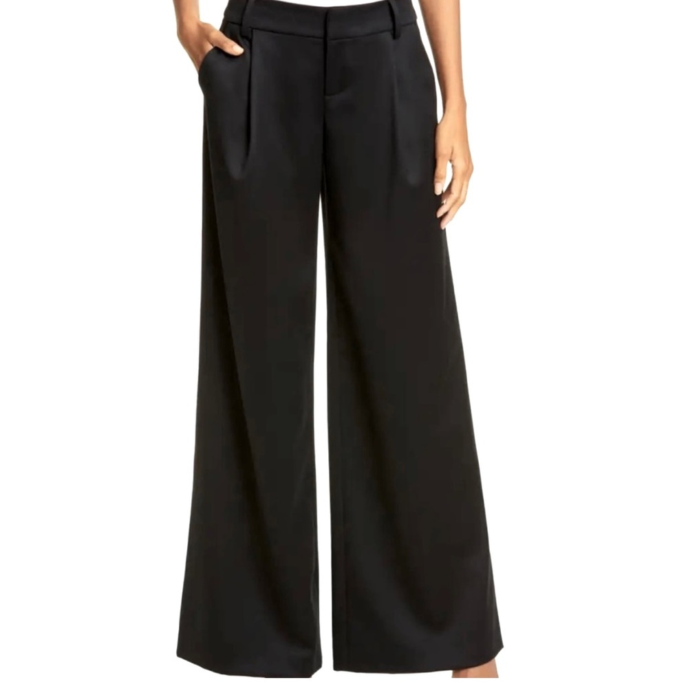 NWT Alice + Olivia Wide Leg Trouser Black Size 0